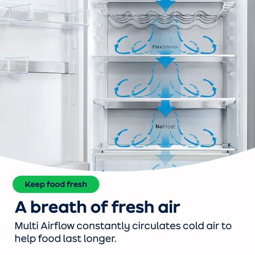 Bosch Series 4 70/30 Frost Free Fridge Freezer - Stainless Steel Effect - AO Annotation - Multi Airflow